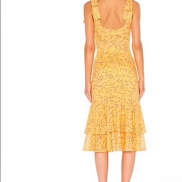 Lovers + Friends  Yellow Floral Ditsy Day Keeper midi dress size small - Picture 4 of 11